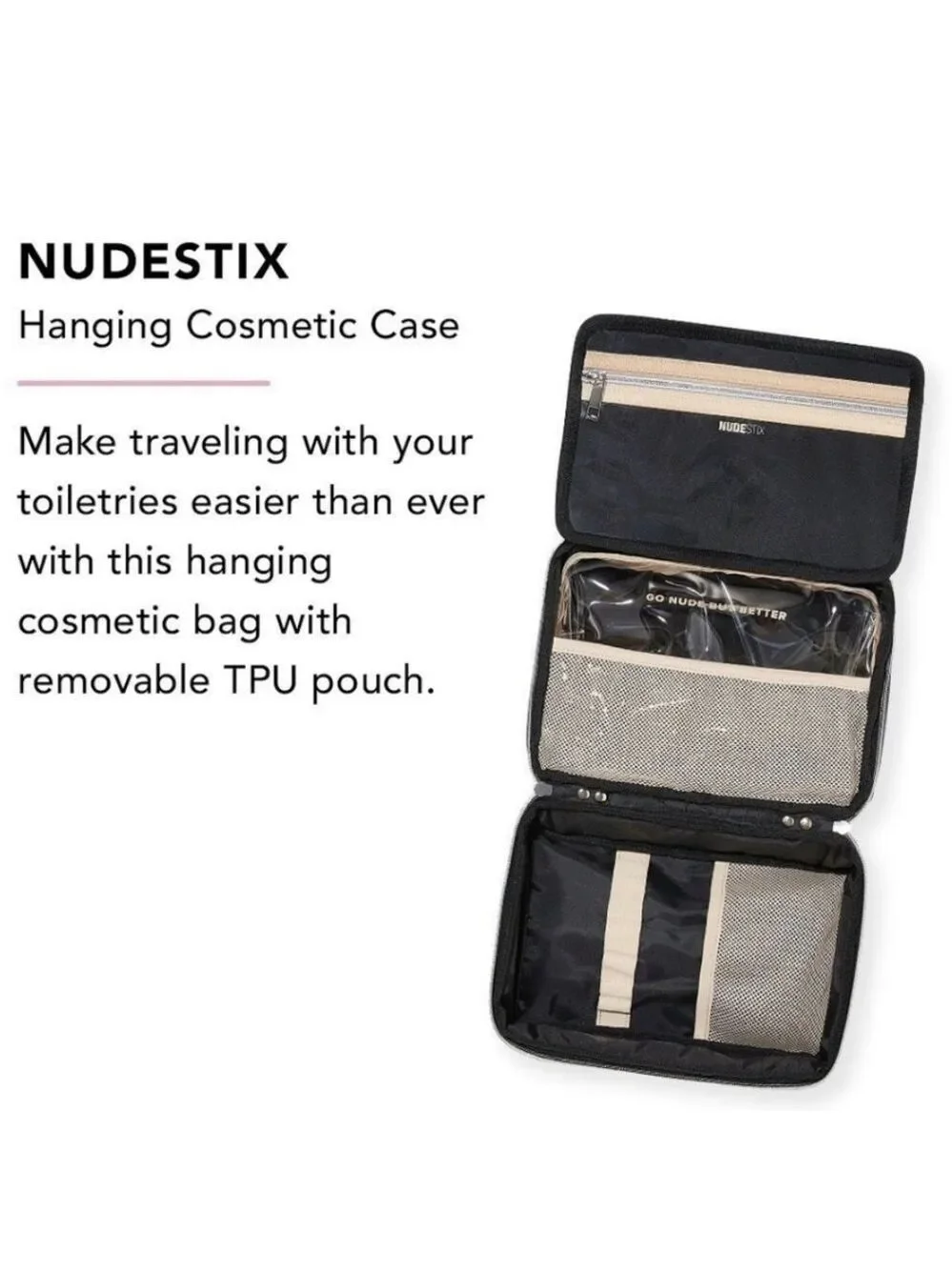 NUDESTIX Hanging Cosmetic Case | NEW | Travel Makeup Bag | Hanging Makeup Bag